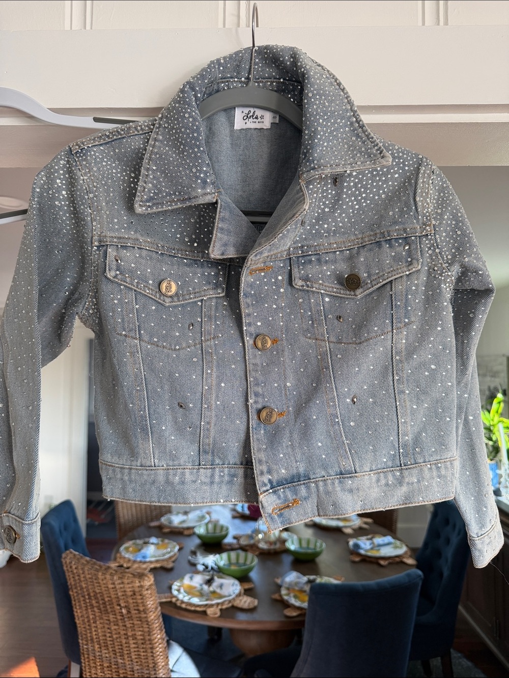 lola Light Blue Denim Jacket with Silver Stud Detailing